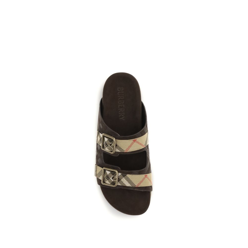 Burberry Brown Calf Leather Flat Sandals