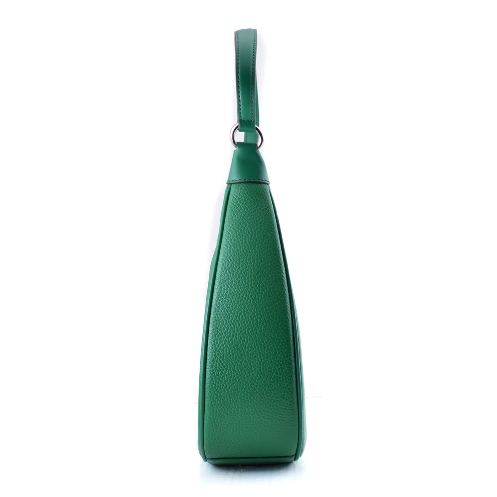 Grüne Lederhandtasche mit Bicolor-Design
