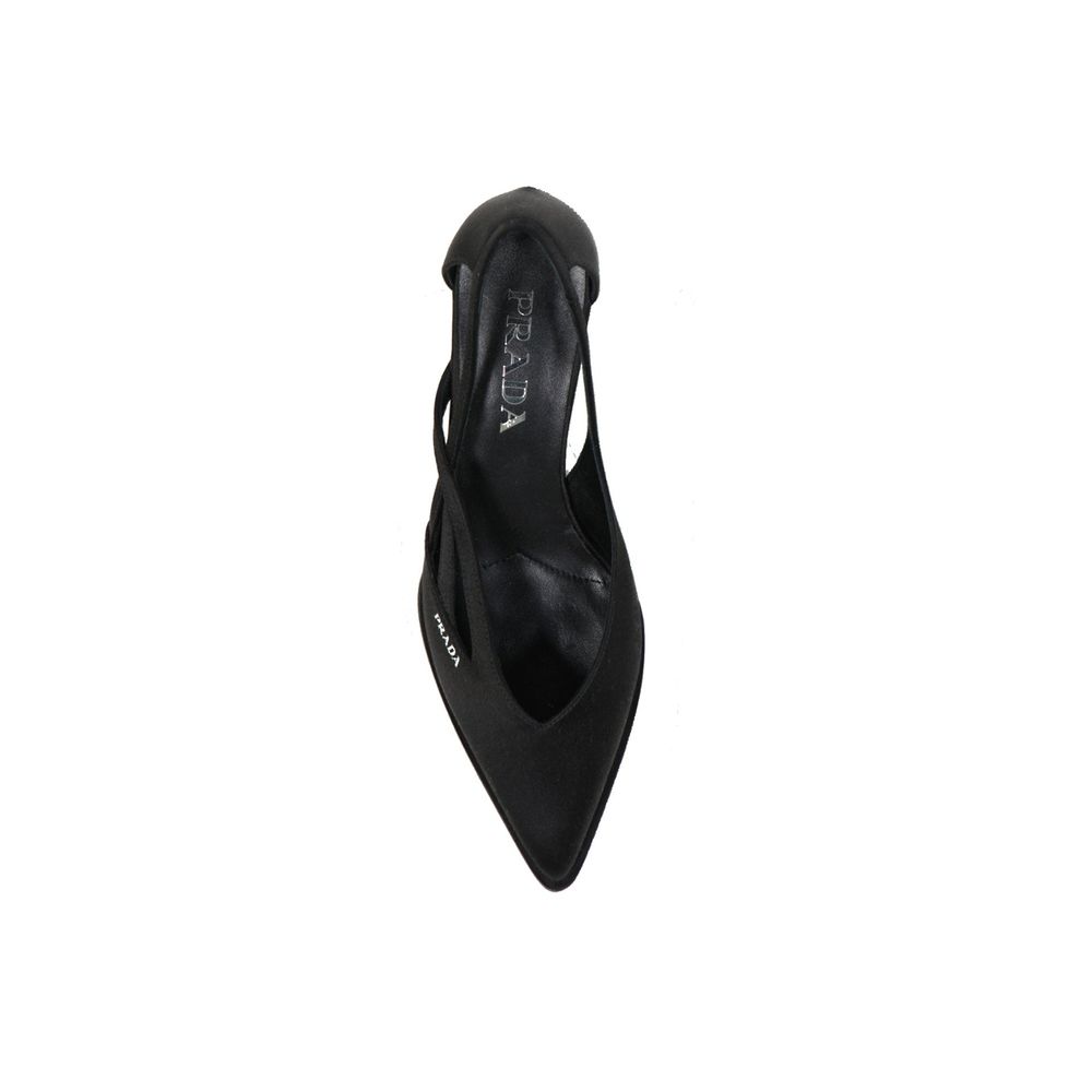 Black Leather Pumps with Silk Insole and Mid Heel