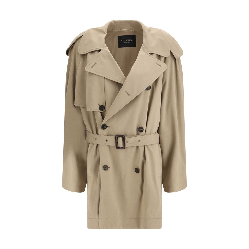 Beige Cotton Trench Coat with Belt