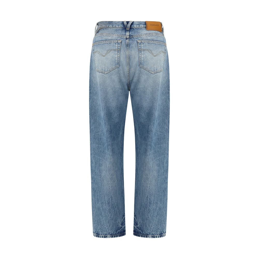 Blaue Jeans aus Baumwolldenim mit Used-Look-Details