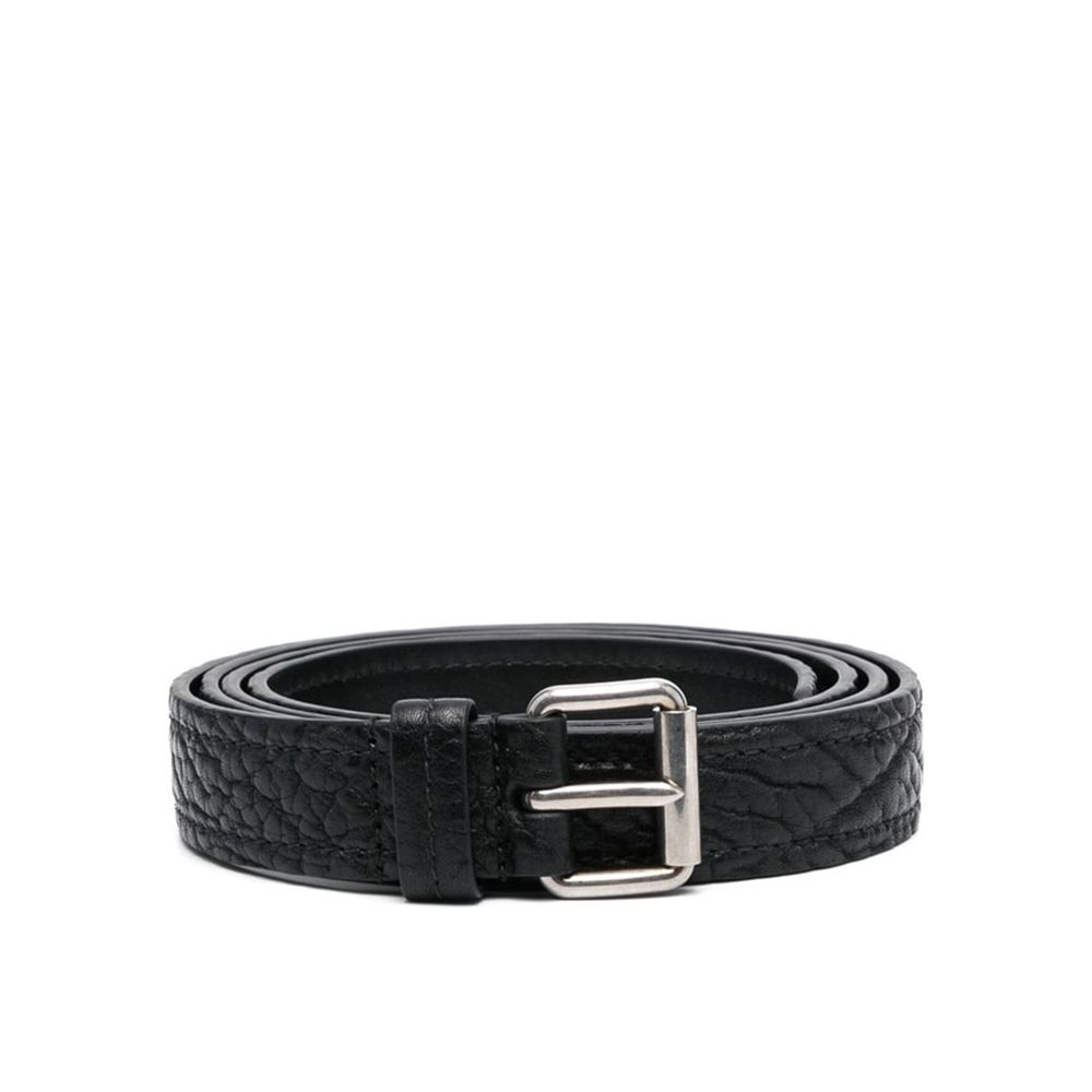 Black Leather Belt with Adjustable Buckle