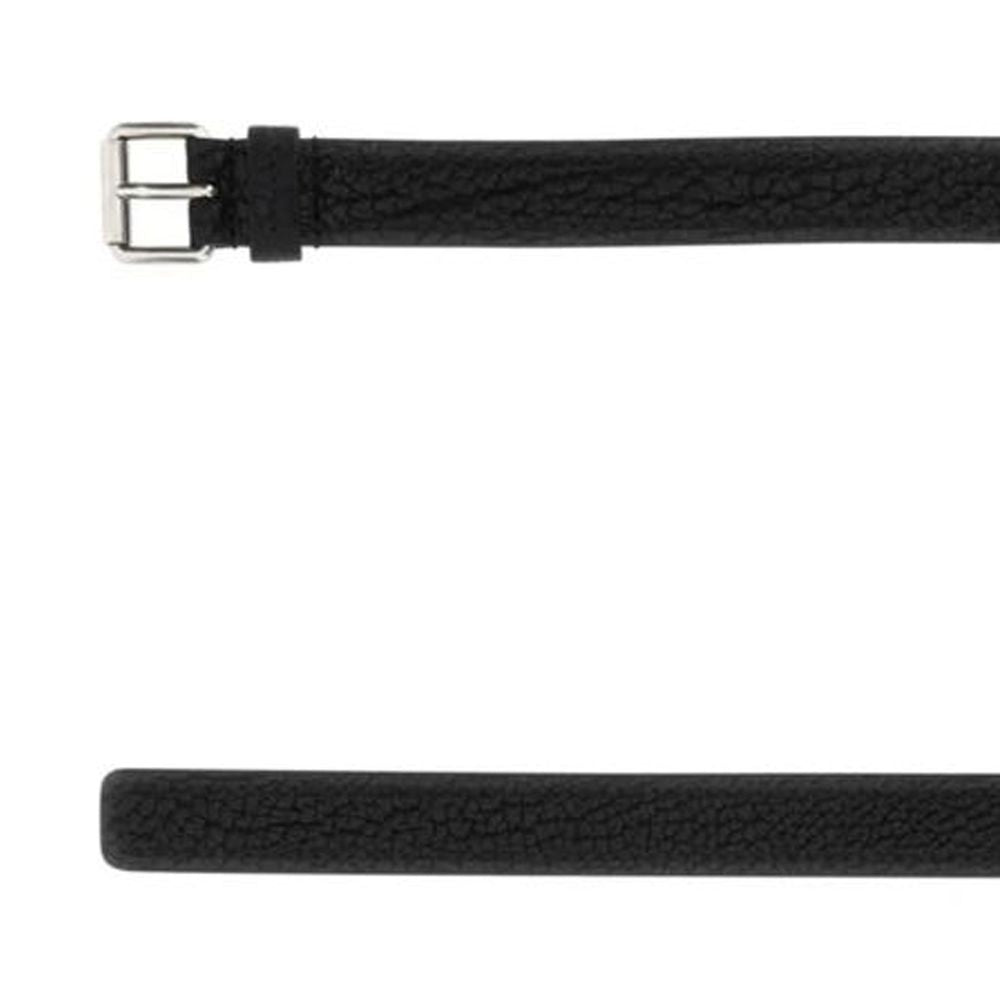 Black Leather Belt with Adjustable Buckle