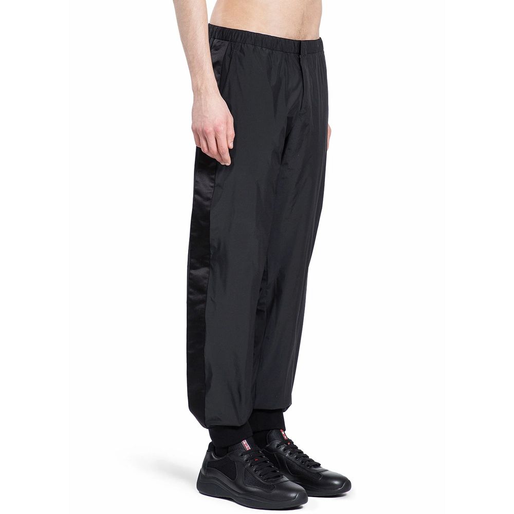 Schwarze synthetische Jogginghose mit seitlichen Satinstreifen