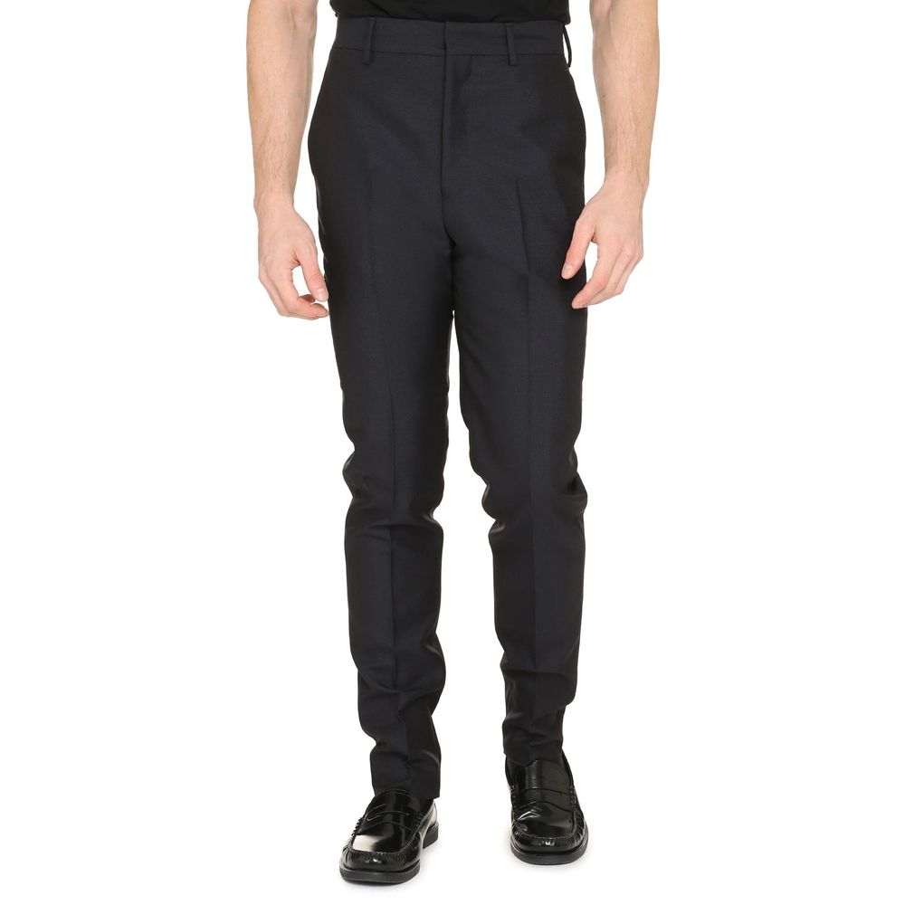 Blaue Wollhose mit Taschen
