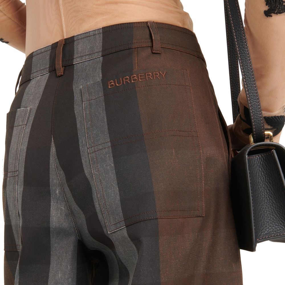 Brown Wide-Leg Cotton High-Waist Casual Pants