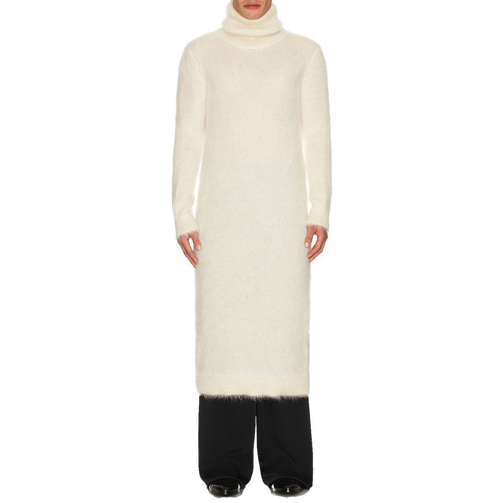 White Wool Blend Sweatshirt with High Neck
