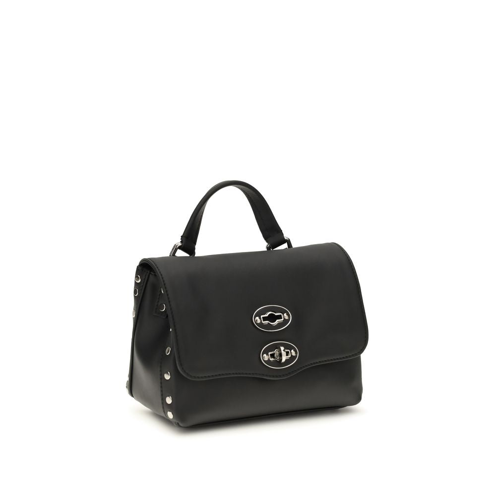 Schwarze Saeta Babyhandtasche aus Leder mit Drehverschluss