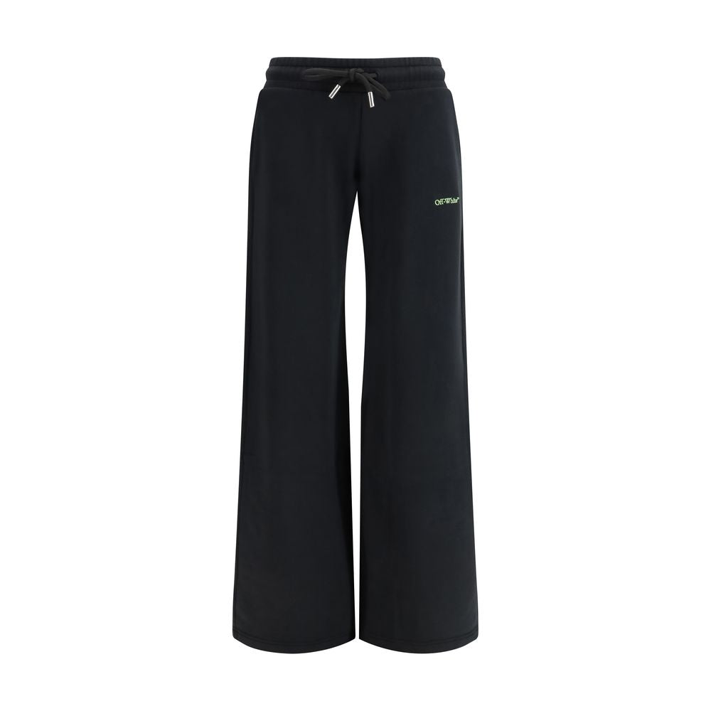 Black Cotton Casual Sweatpants with Embroidery Detail