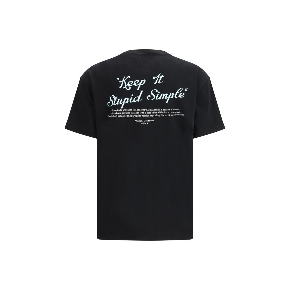 Schwarzes Baumwoll-T-Shirt mit Kiss-Zitat-Print