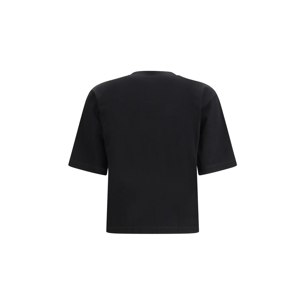 Schwarzes Baumwoll-T-Shirt mit dezentem Logo-Druck