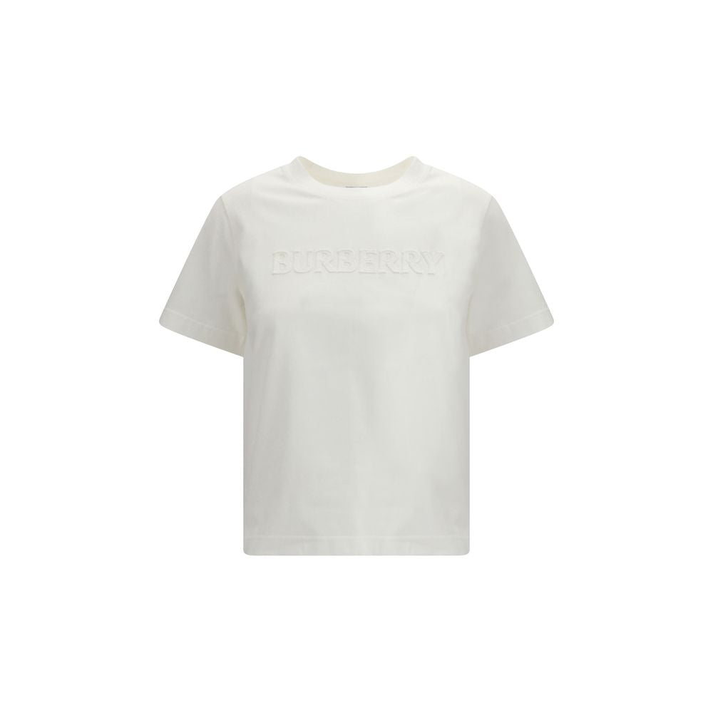 White Cotton T-Shirt with Embossed Logo
