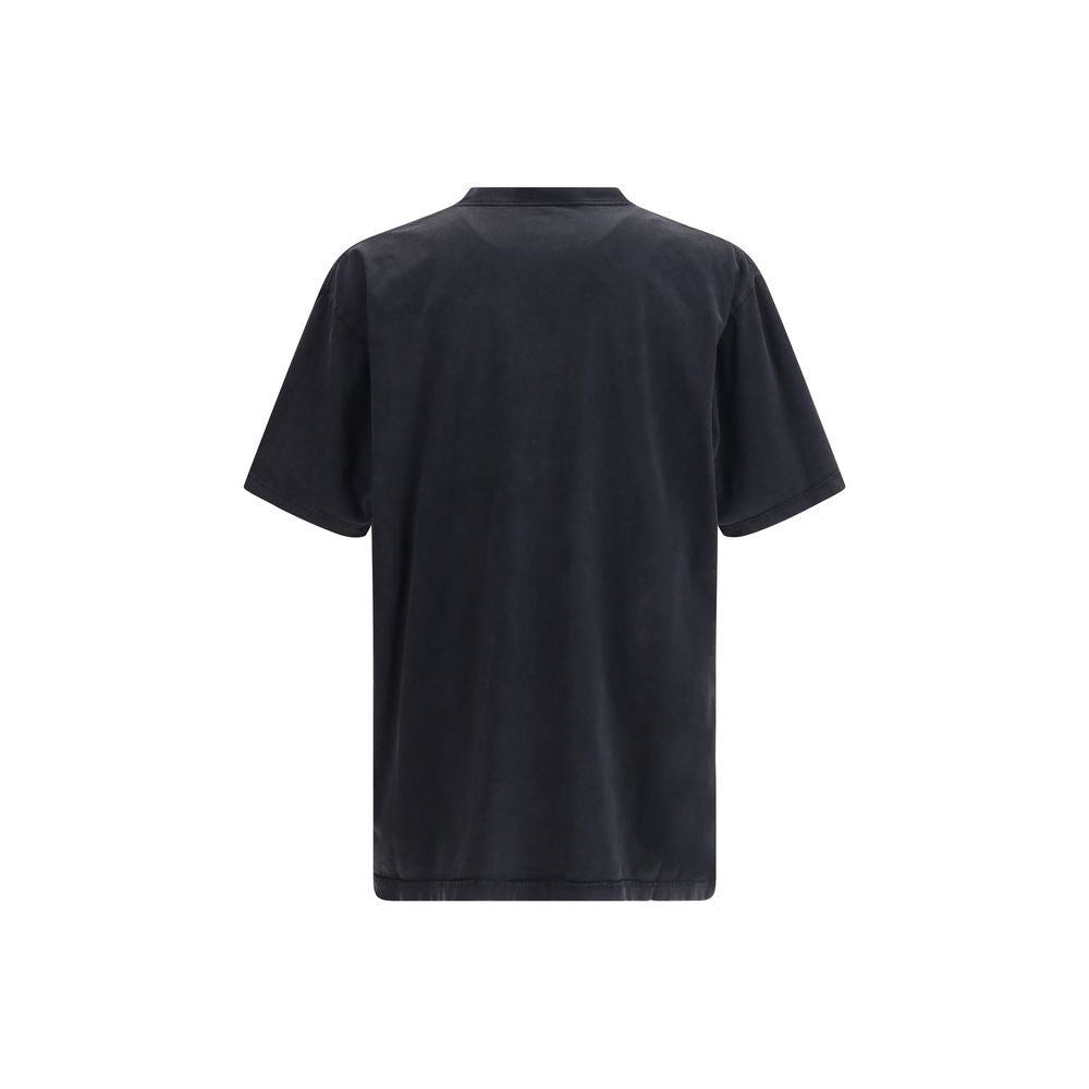 Blaues Baumwoll-T-Shirt mit verdrehtem Detail von Balenciaga