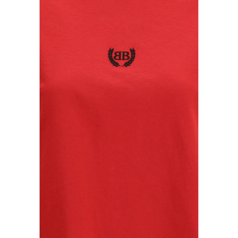 Mehrfarbiges Baumwoll-T-Shirt mit Lorbeerstickerei