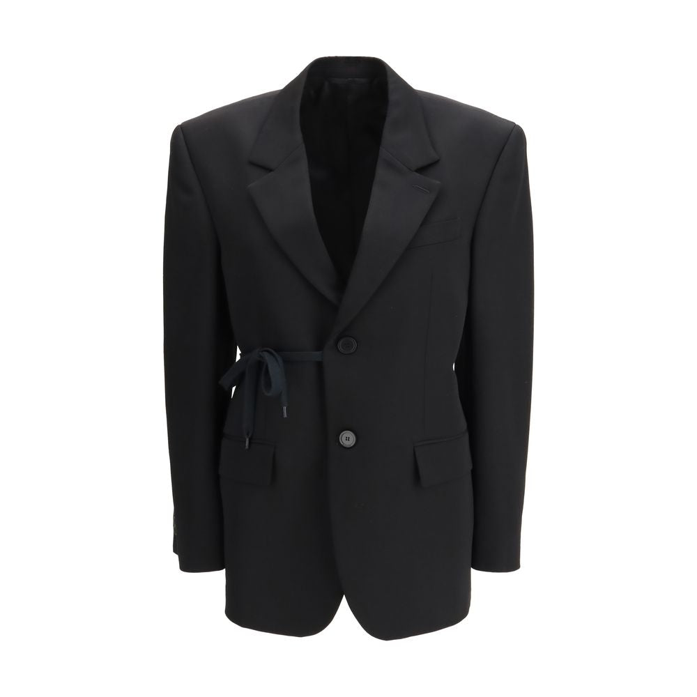 Schwarze Wolljacke mit Tunnelzug an der Taille von Balenciaga