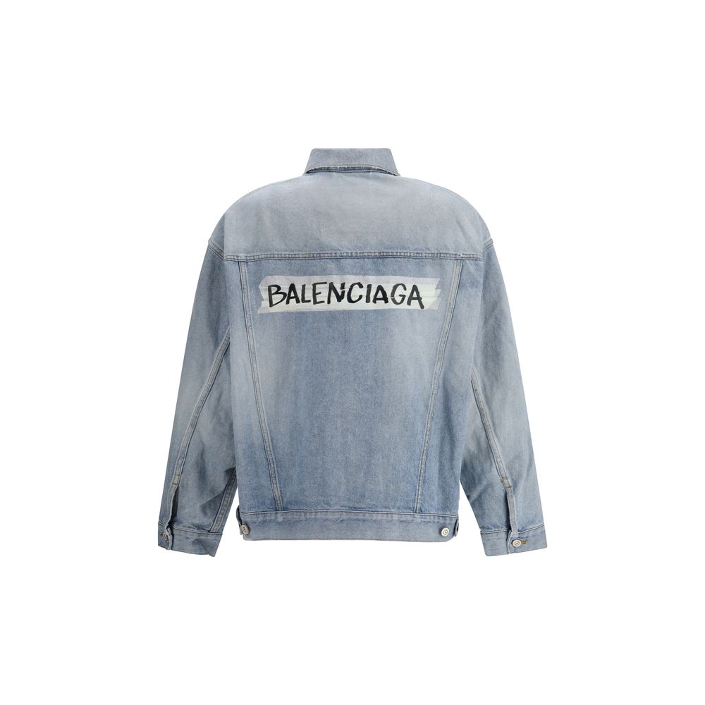 Blaue Balenciaga Jeansjacke aus Baumwolle in Oversize-Passform
