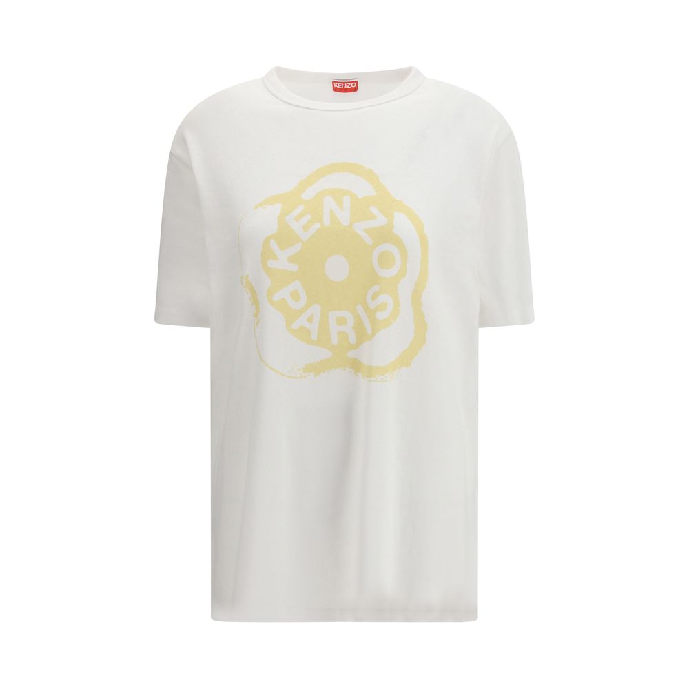 White Cotton T-Shirt with Boke Flower Logo by Kenzo