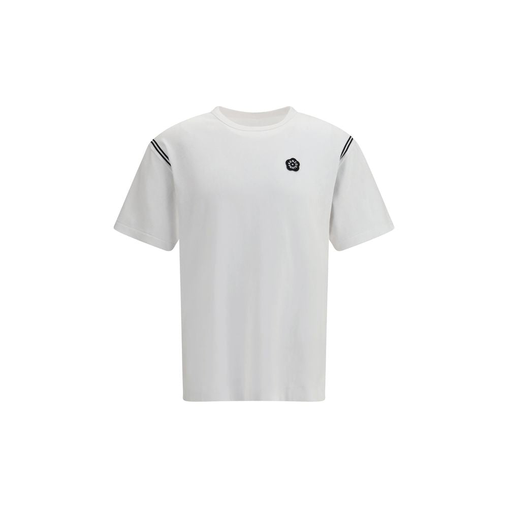 White Cotton T-Shirt with Boke Flower Embroidery
