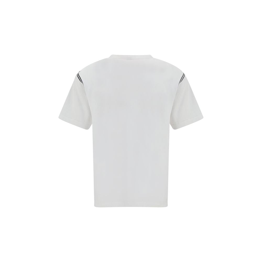 White Cotton T-Shirt with Boke Flower Embroidery