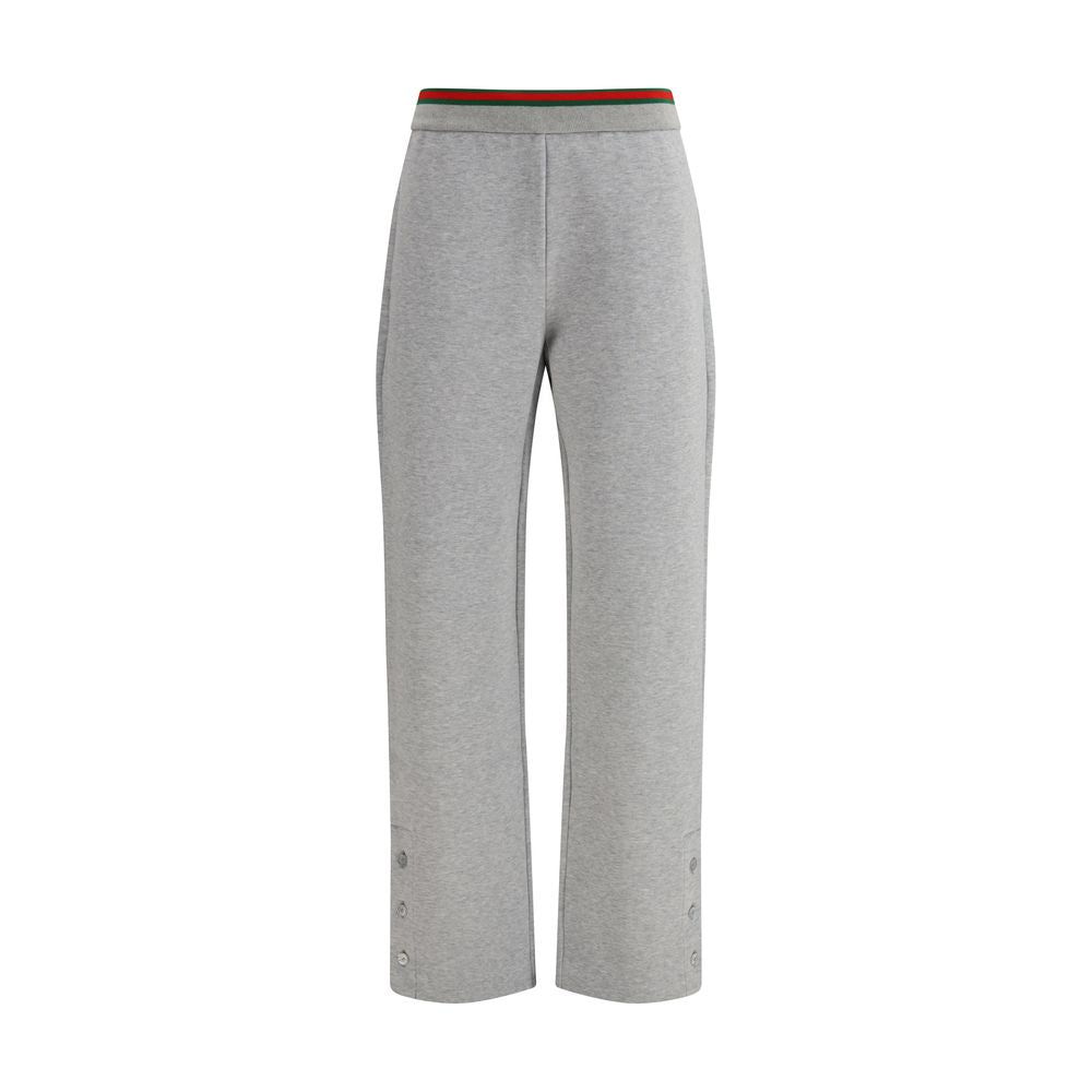Gray Cotton Casual Pants with Drawstring Waist