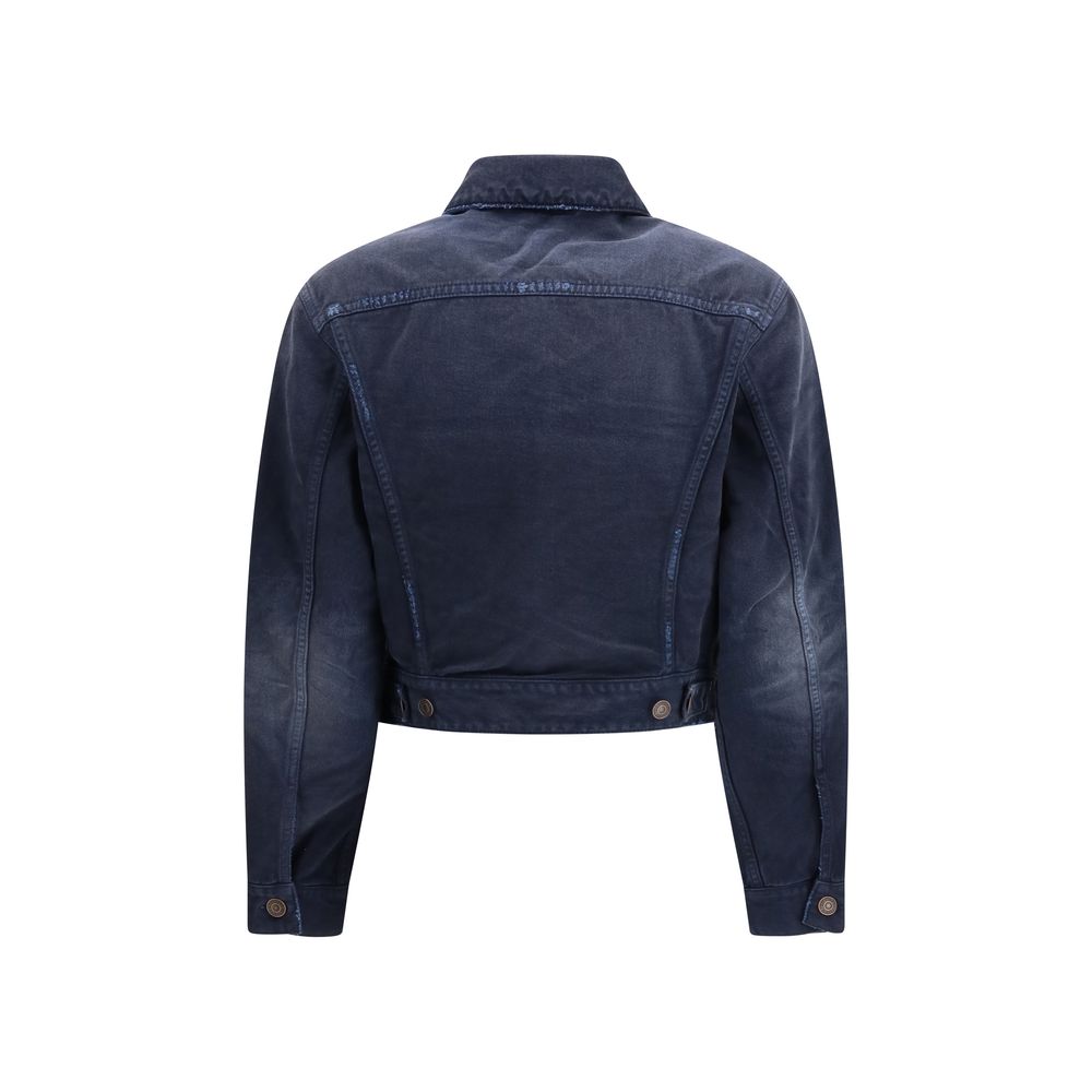 Blaue Jeansjacke aus Baumwolle mit geschwungener Taille