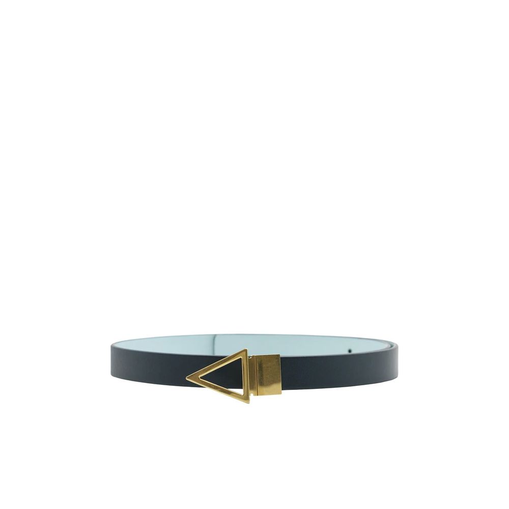 Blue Leather Belt with Pin Buckle Closure