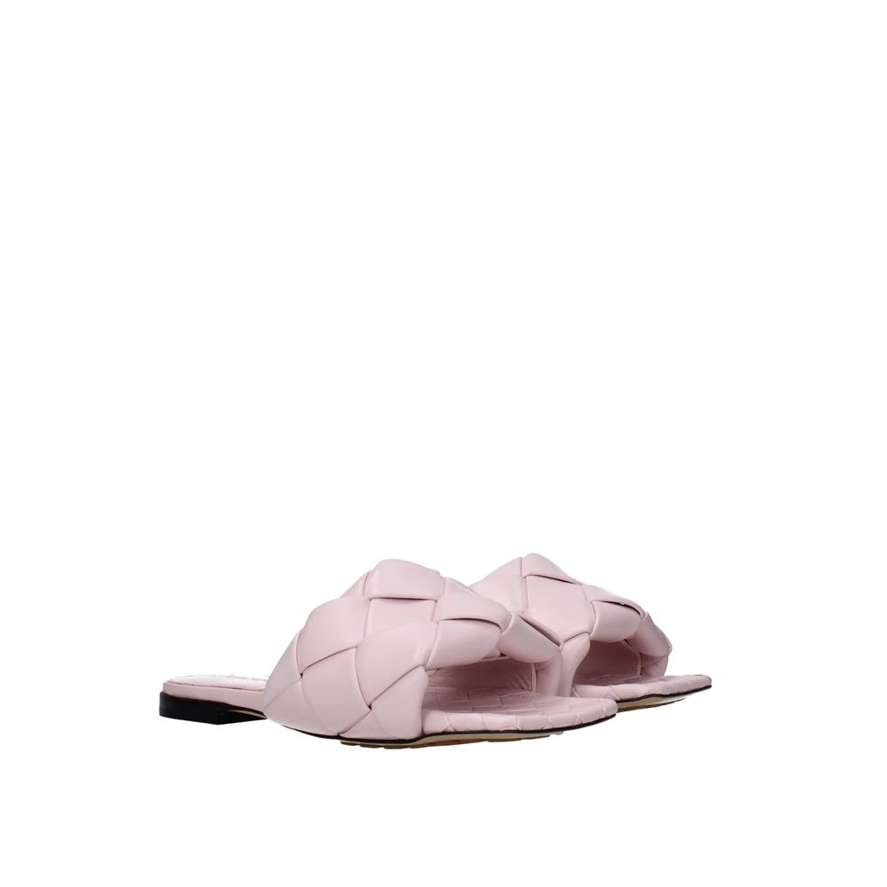Multicolor Leather Flat Sandals with Square Toe