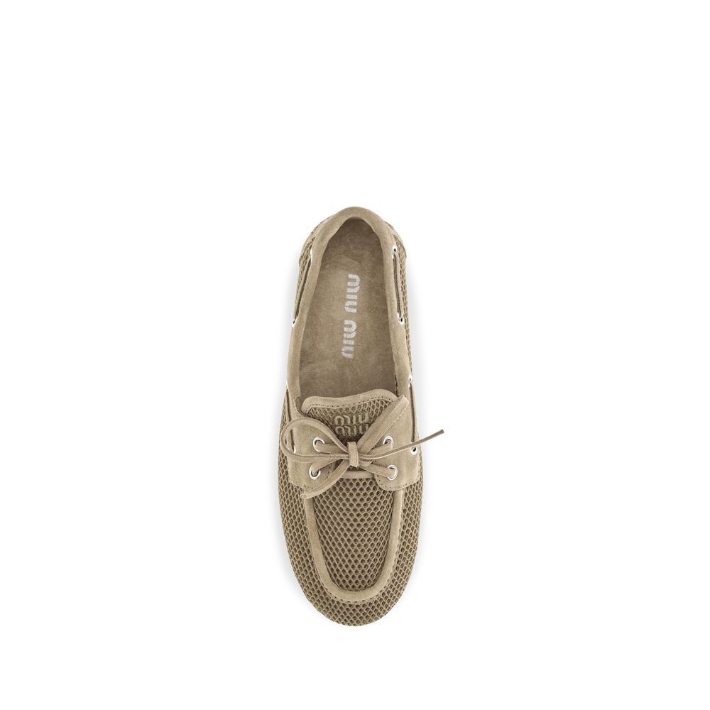 Miu Miu Beige Recycled Slip-On Loafers
