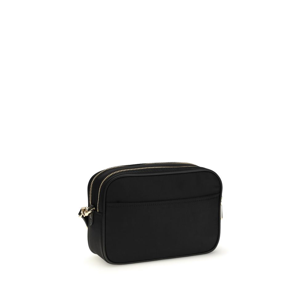Black Synthetic Wallet with Chain-Link Strap