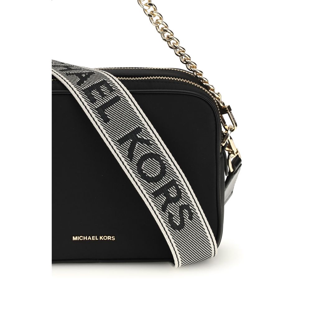 Black Synthetic Wallet with Chain-Link Strap