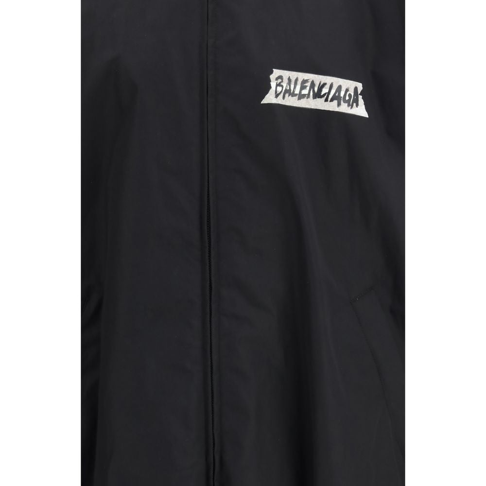 Black Cotton Jacket with Masking Tape Detail