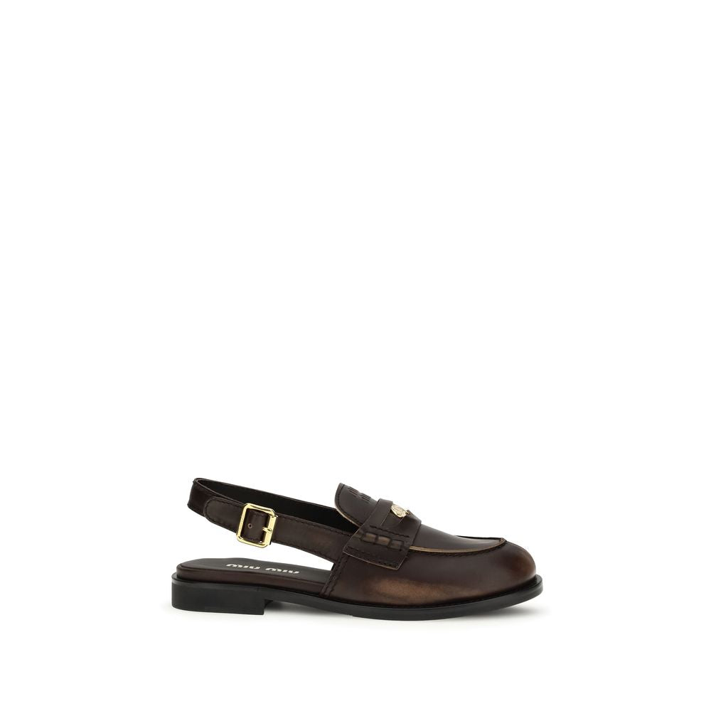 Brown Leather Buckled Slip-On Loafers