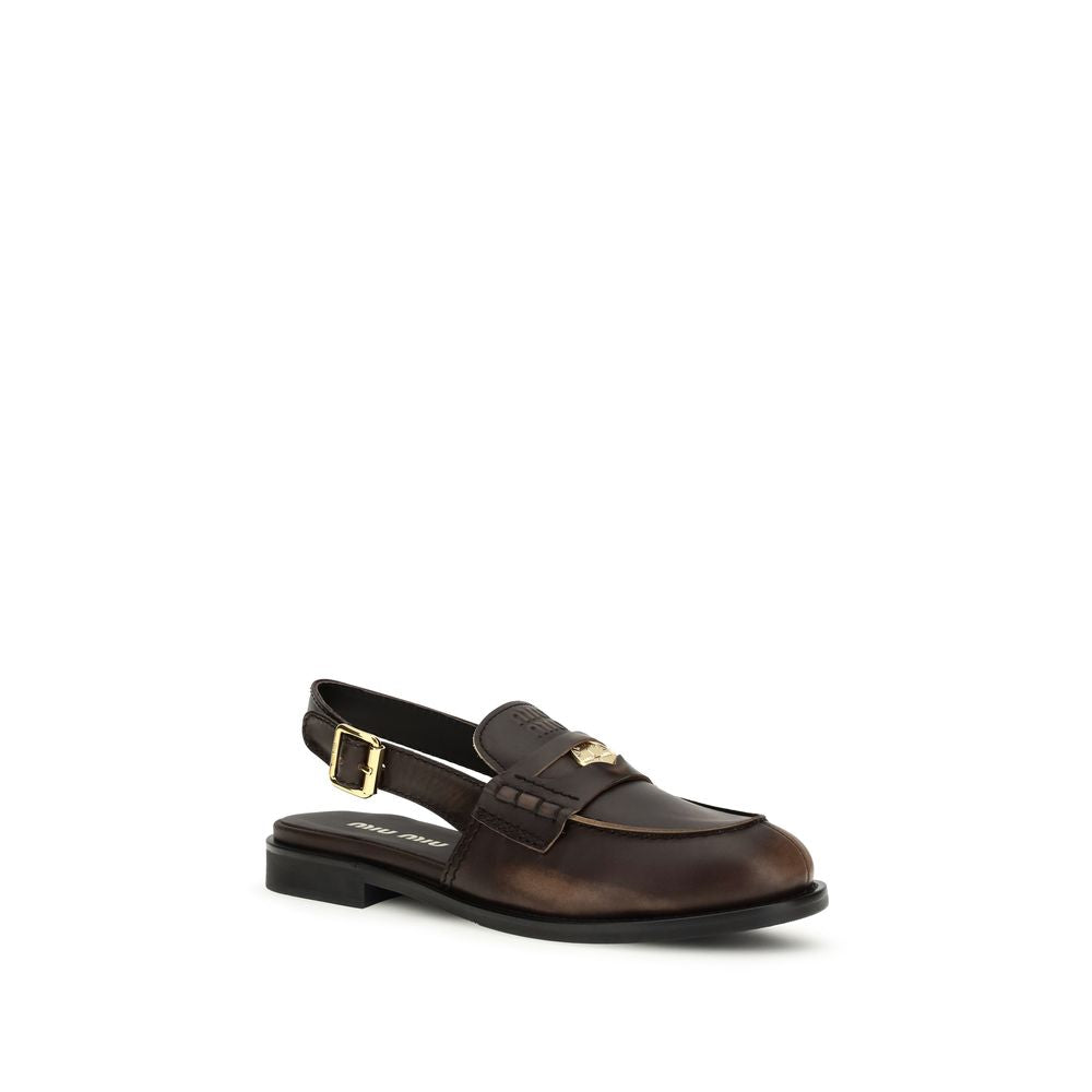 Brown Leather Buckled Slip-On Loafers