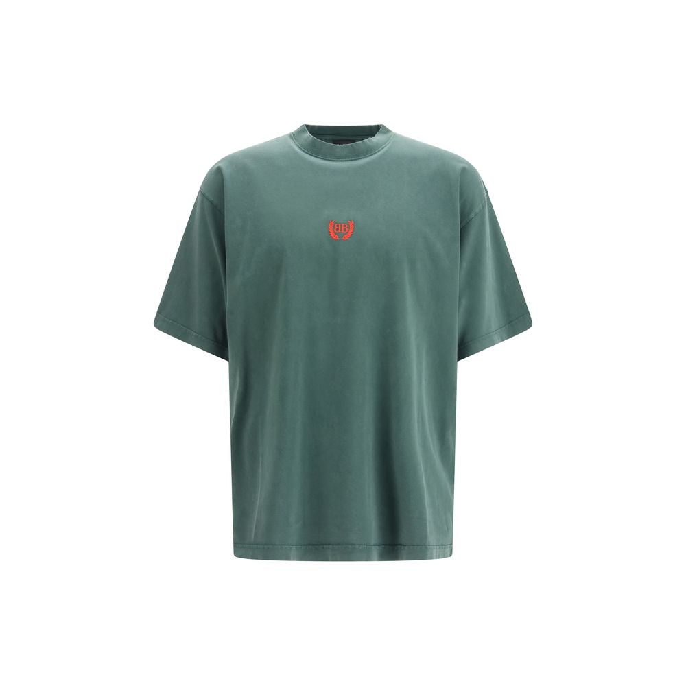 Zweifarbiges Baumwoll-T-Shirt mit gesticktem Logo