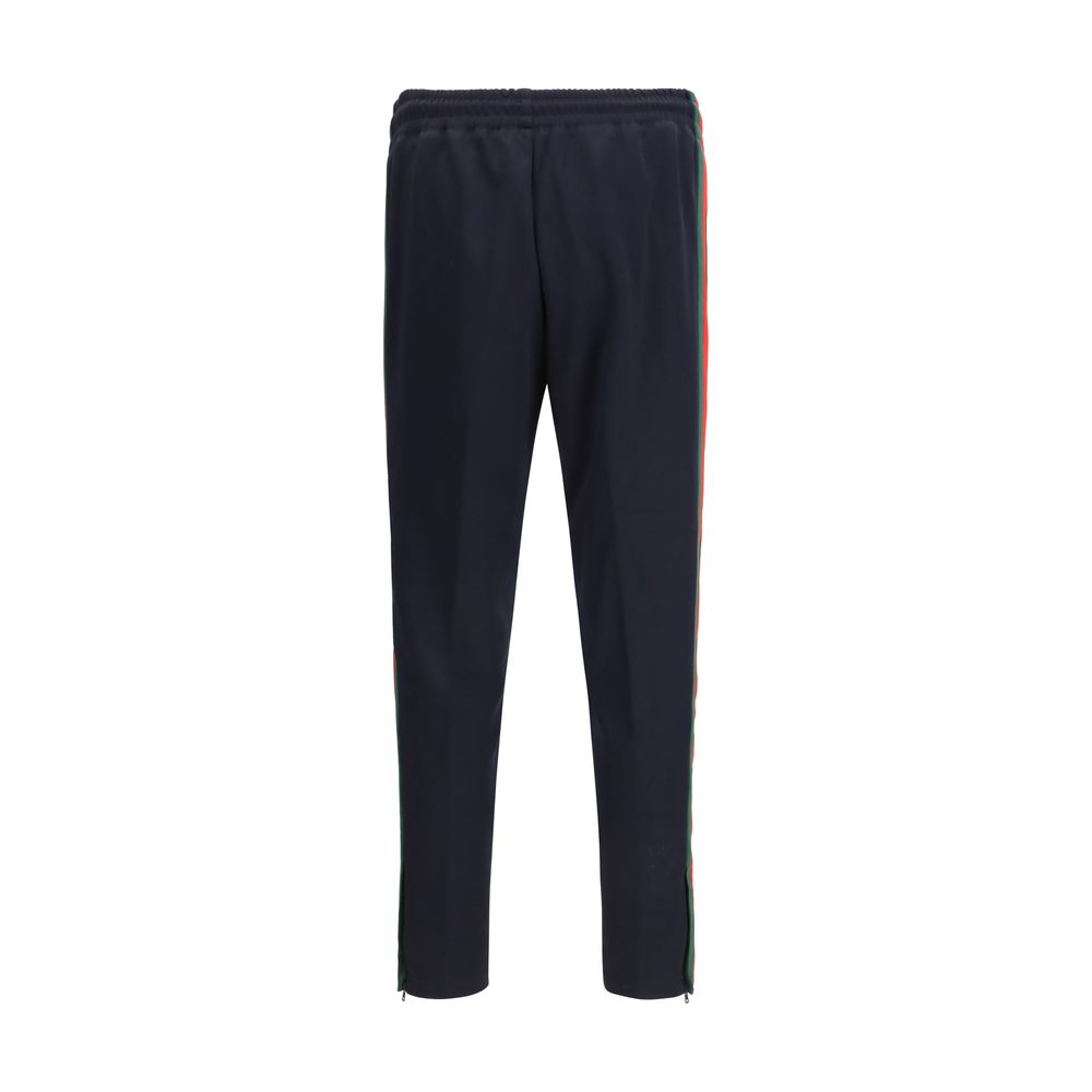 Blue Synthetic Athletic Pants with Web Tape Inserts