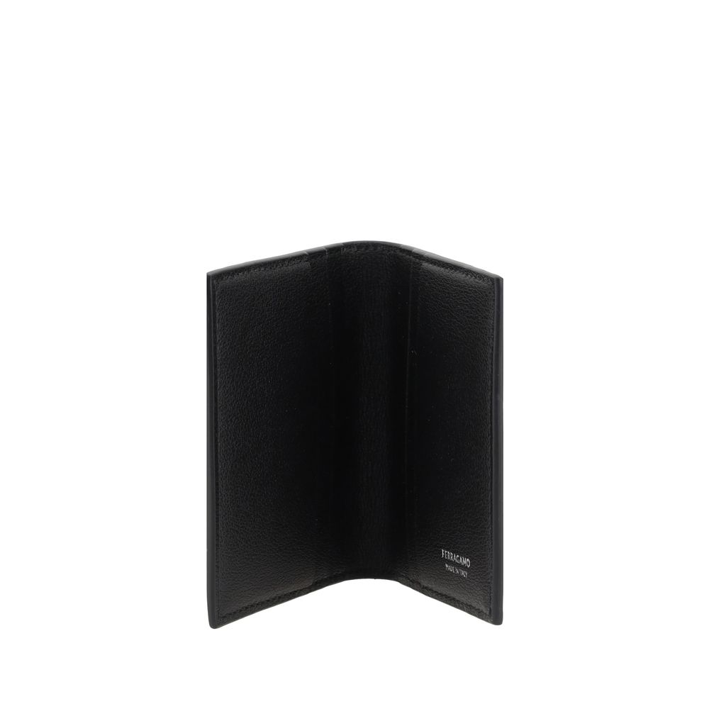 Black Leather Bifold Wallet with Card Slots by Ferragamo