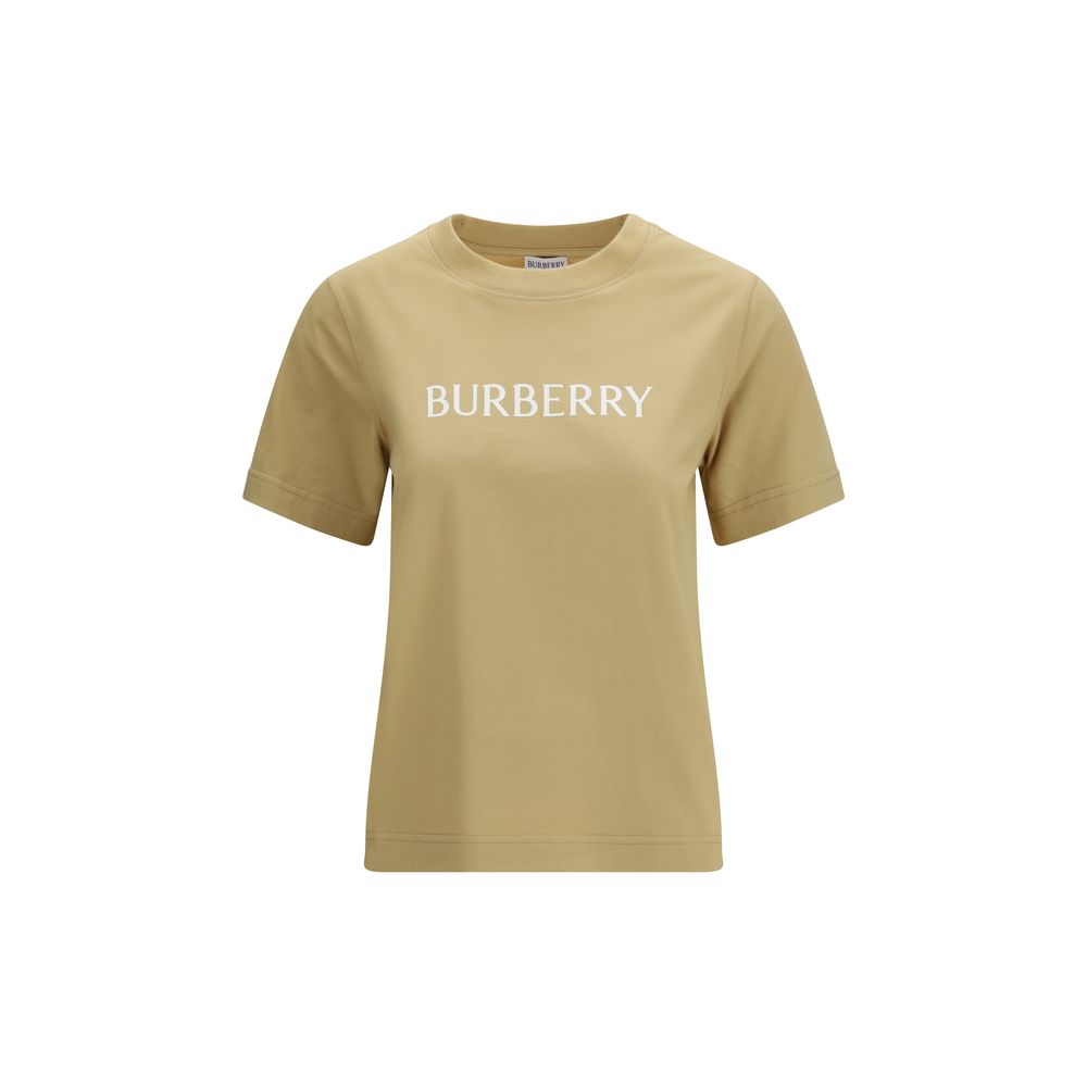 Beige Cotton T-Shirt with Burberry Logo