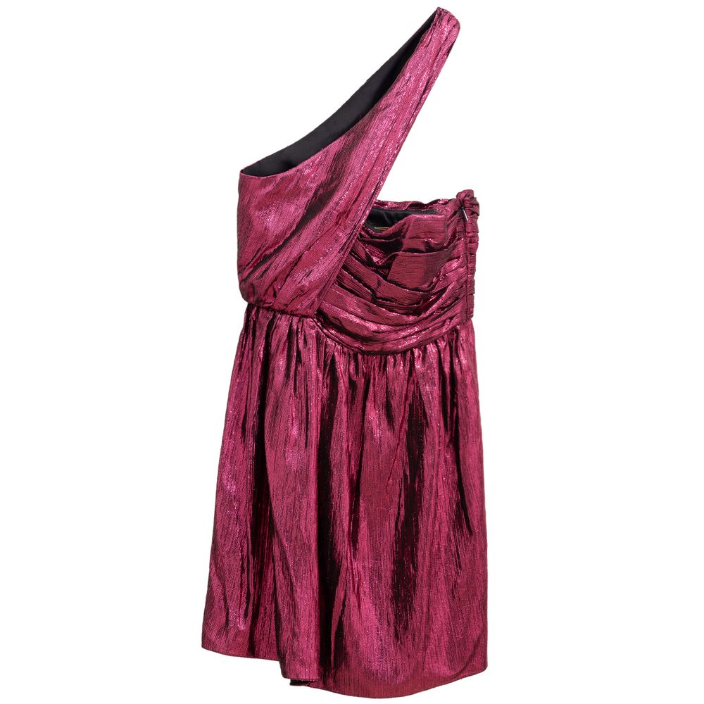 Fuchsia Synthetic Mini Dress with Halter Neckline