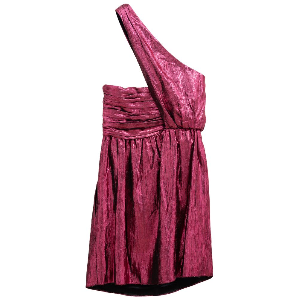 Fuchsia Synthetic Mini Dress with Halter Neckline
