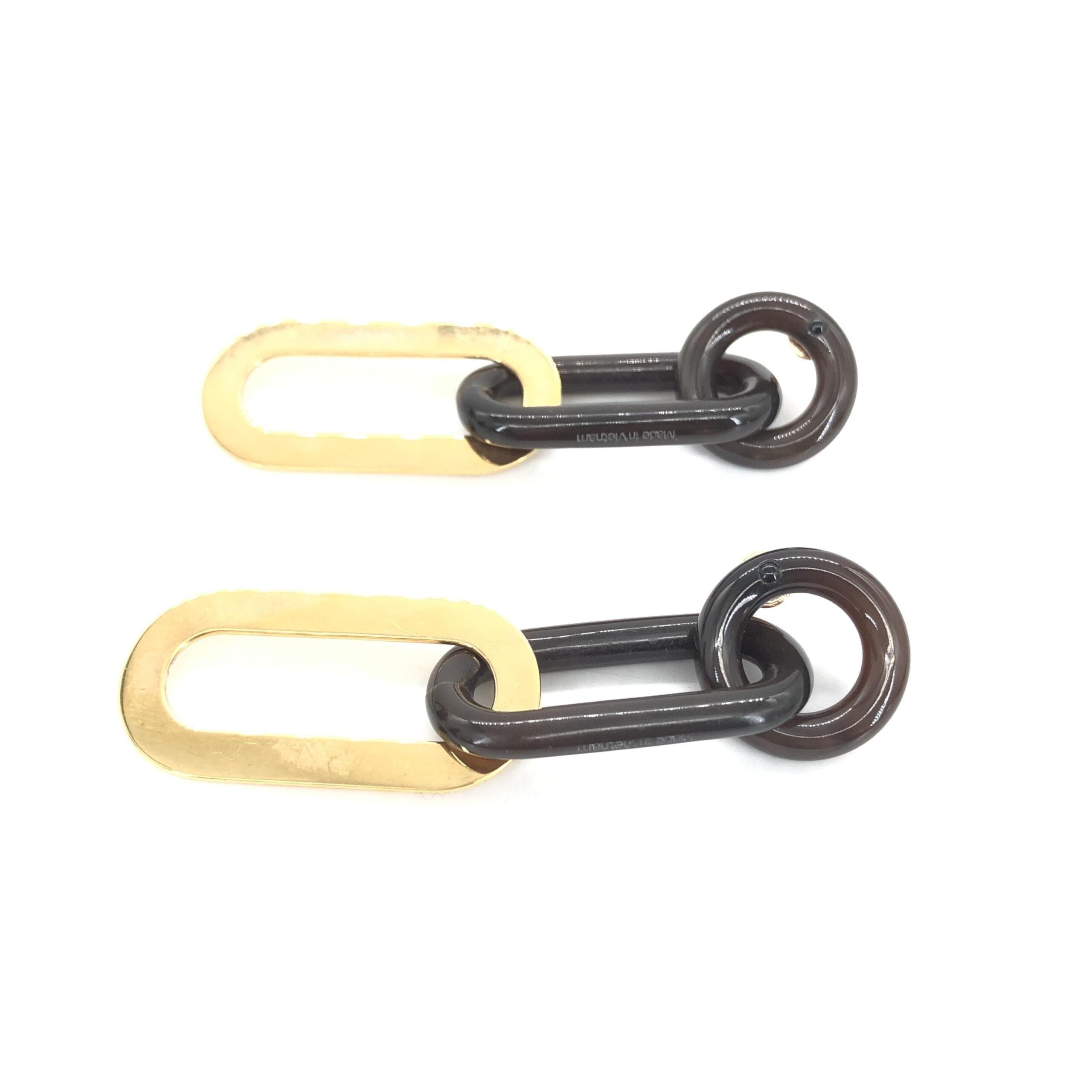 Hermès Gold Black Chain Link Earrings