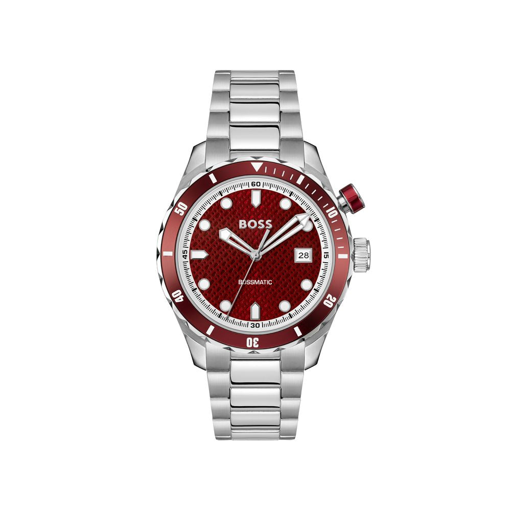 Gray Dress Watch with Red Dial