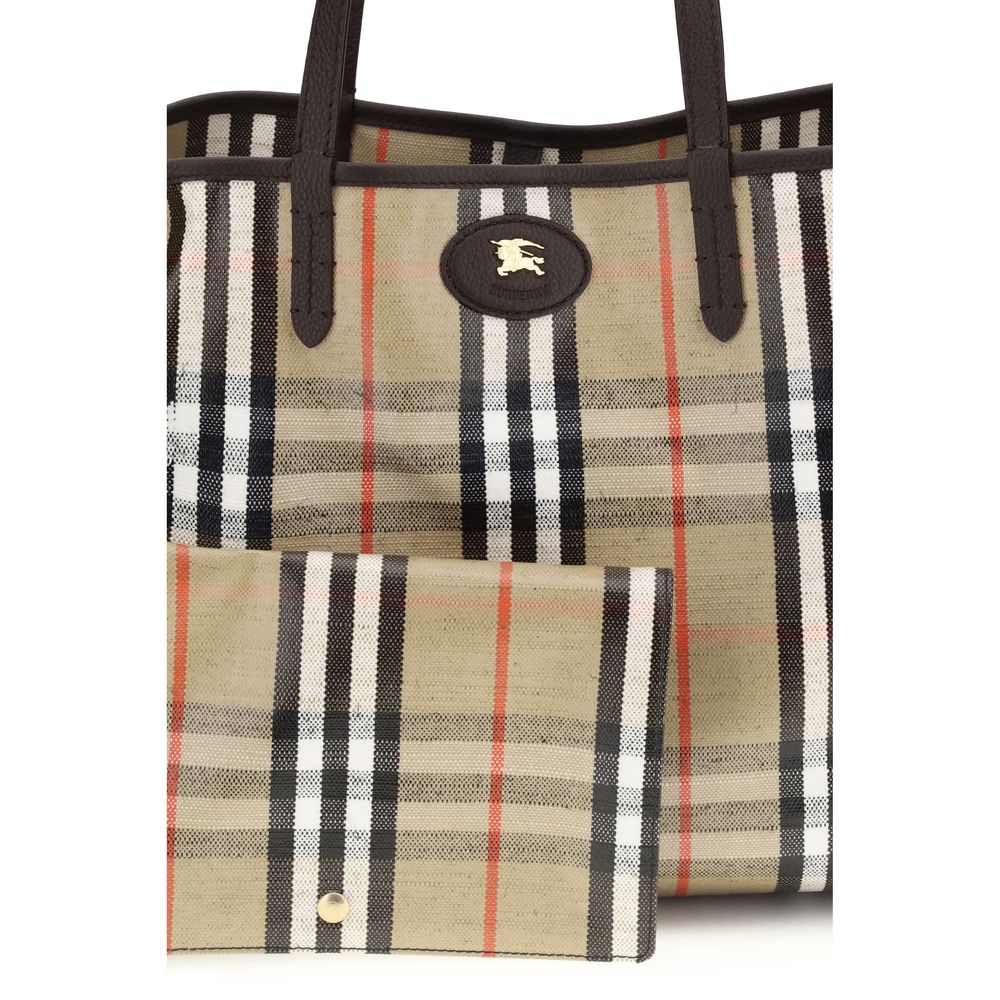 Multicolor Cotton Tote Bag with Leather Handles