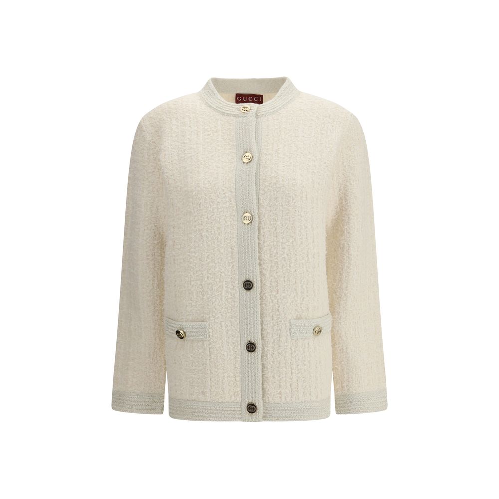 Beige Wool Cardigan with GG Cross Buttons