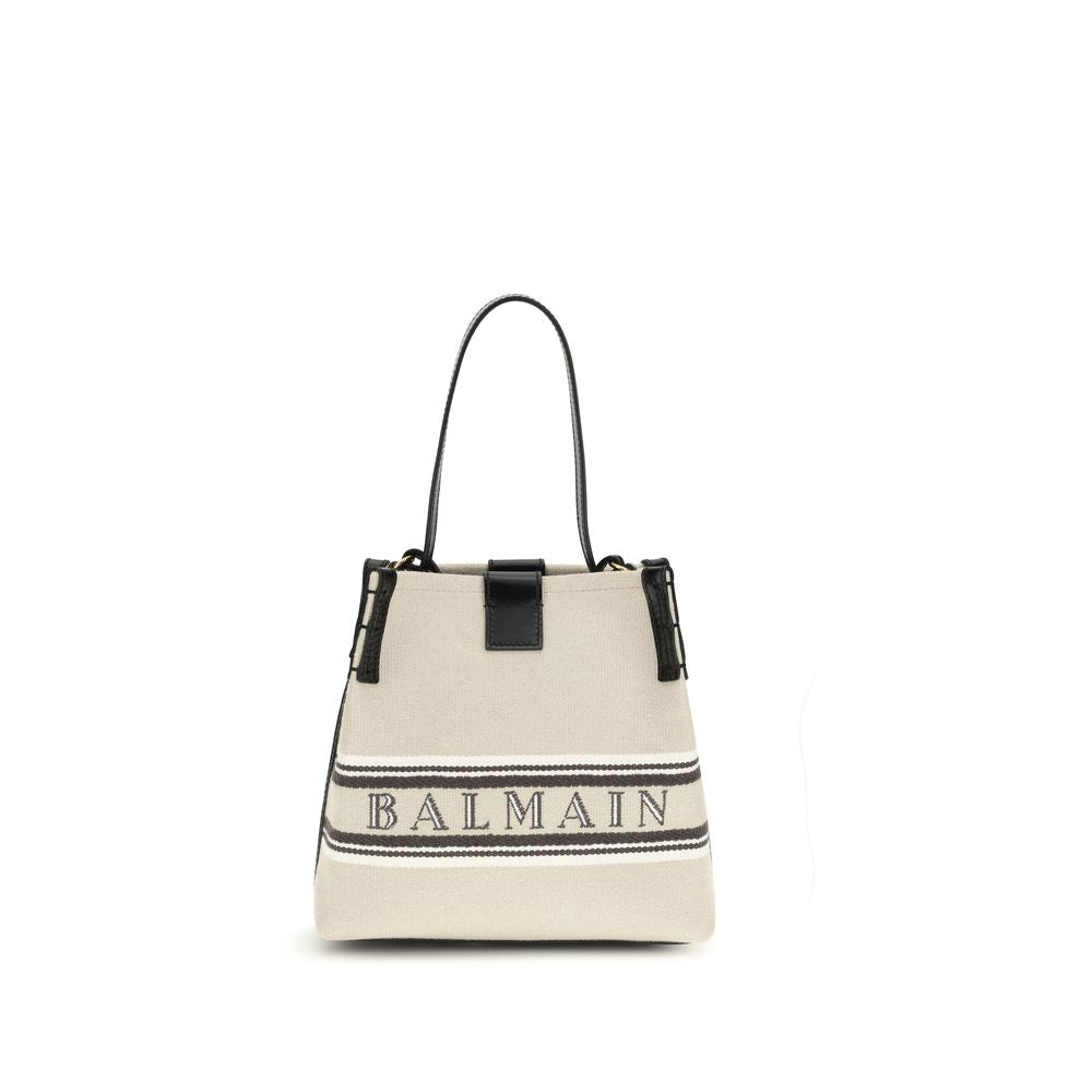 Beige Cotton Shoulder Bag with Adjustable Strap