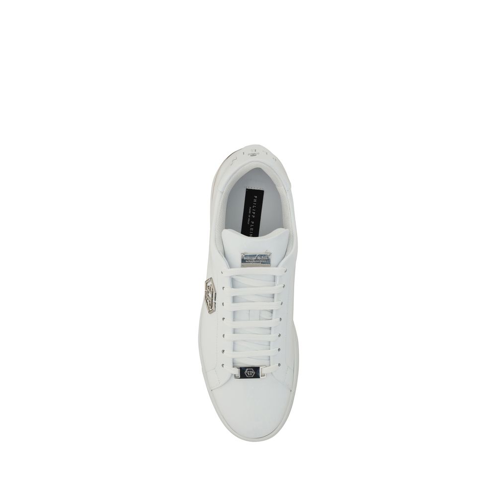 Weiße Low-Top-Sneaker aus Leder mit Logo-Plakette