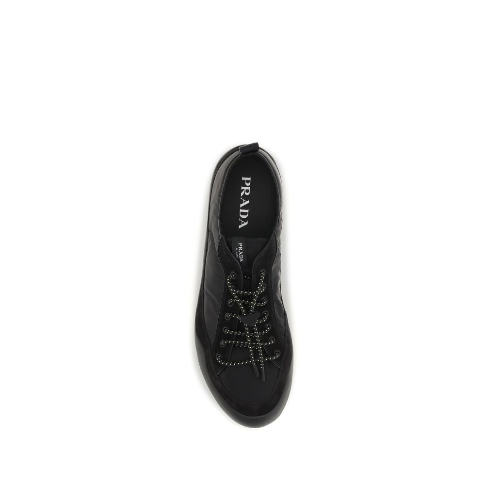 Black Leather & Fabric Prada Athletic Sneakers