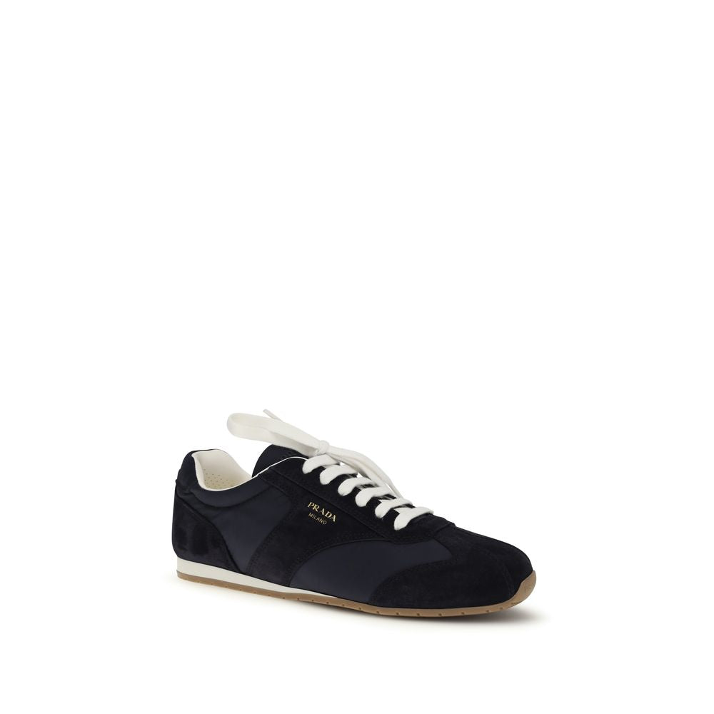 Prada Blue Calf Leather Athletic Sneakers