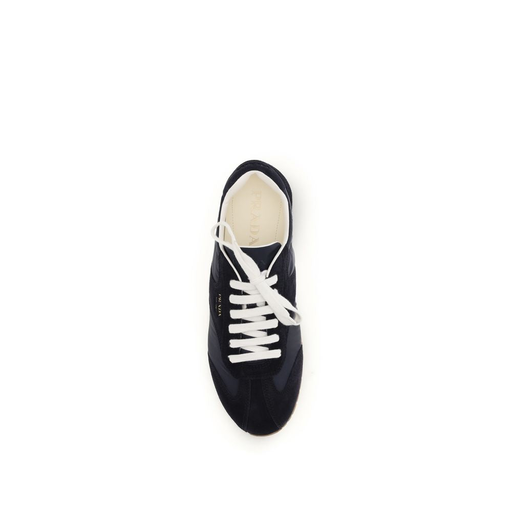 Prada Blue Calf Leather Athletic Sneakers