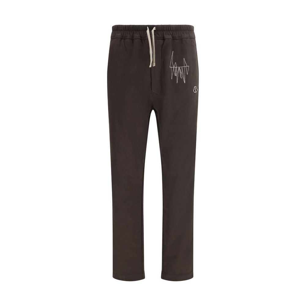 Brown Cotton Athletic Pants with Logo Patch