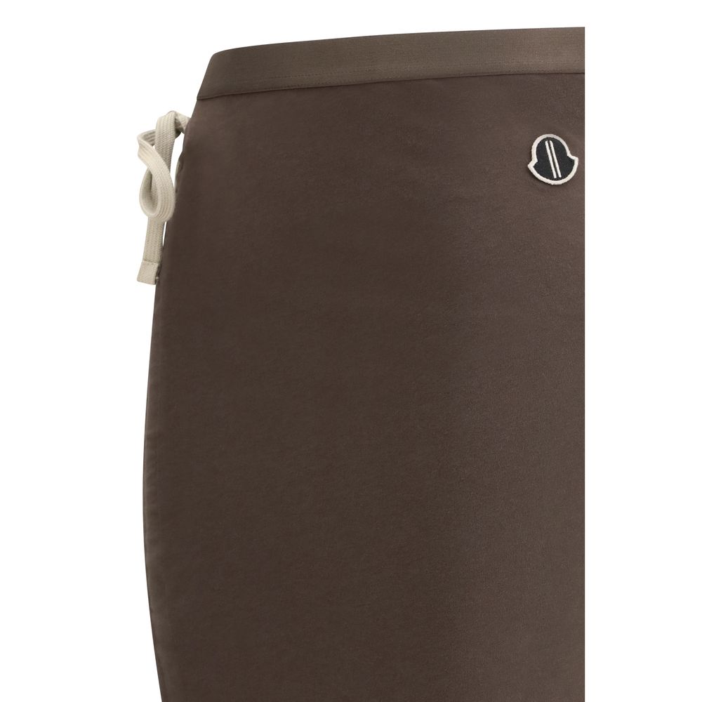Brown Cotton Long Skirt with Side Drawstring and Slit